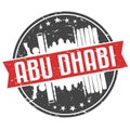 Abu Dhabi United Arab Emirates Round Travel Stamp Icon Skyline City Design. Royalty Free Stock Photo