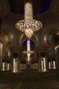 Abu Dhabi, United Arab Emirates - September 21, 2019 - The Sheikh Zayed Grand Mosque interial roof lighting