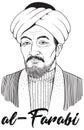 Abu Nasr al-Farabi line art portrait, vector