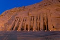 ABU SIMBEL, EGYPT - FEB 22, 2019: Night view of the Small Temple of Hathor and Nefertari in Abu Simbel, Egy Royalty Free Stock Photo