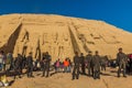 ABU SIMBEL, EGYPT - FEB 22, 2019: Police and soldiers in front of the Great Temple of Ramesses II in Abu Simbel, Egyp