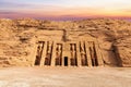 Abu Simbel Nefertari Temple, main view at sunset, Egypt Royalty Free Stock Photo