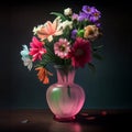 Abundance of Blooms - Flower Vase with Colorful Bouquet Royalty Free Stock Photo