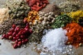 Abundance of color spices Royalty Free Stock Photo