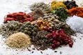 Abundance of color spices Royalty Free Stock Photo