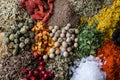 Abundance of color spices Royalty Free Stock Photo