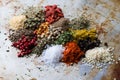 Abundance of color spices Royalty Free Stock Photo