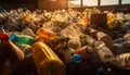 Abundance of plastic bottles polluting the environment generated by AI