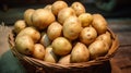 Abundant basket of small baby potatoes Royalty Free Stock Photo