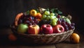 Abundant fruit collection, organic freshness in rustic basket generated by AI Royalty Free Stock Photo