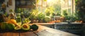 Abundant Fruits and Vegetables on Wooden Table