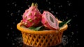 Abundant Symbolism: Dragon Fruit In An Apricot Basket Royalty Free Stock Photo