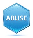 Abuse crystal blue hexagon button