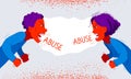 Abusive relations vector concept, man and woman is arguing aggressively with hate, quarrel between husband and wife, conflict