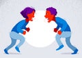 Abusive relations vector concept, man and woman is arguing aggressively with hate, quarrel between husband and wife, conflict