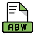 Abw file icon colorful style design. document format text file icons, vector illustration