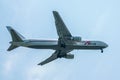 ABX Air cargo plane descending for landing at JFK International Airport in New York