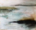 Abstract landscape art background. Seascape Contemporary art. Oil painting of ocean. oil paint texture. Modern art. Royalty Free Stock Photo