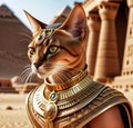 Abyssinian cat, ancient Egyptian warrior in Egyptian armor