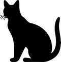 Abyssinian Cat Black Silhouette Generative Ai