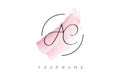 AC A C Handritten Letters Logo with Pink Pastel Watercolor Brush Stroke Concept