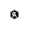 AC and CA A or C Initial Letters Hexagon Shape Mogogram Logo Design