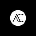 AC initial abstract logo concept isolated on dark background