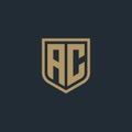 AC letter initial shield logo frame design Inspiration Royalty Free Stock Photo