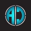 AC Logo initial with circle line cut design template on blue colors