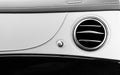 AC Ventilation Deck Luxury Car Interior. Modern car interior details white leather, natural wood. Black and white