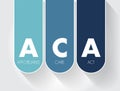 ACA Affordable Care Act - comprehensive health insurance reforms and tax provisions, acronym text concept background