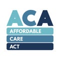 ACA Affordable Care Act - comprehensive health insurance reforms and tax provisions, acronym text concept background