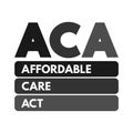 ACA Affordable Care Act - comprehensive health insurance reforms and tax provisions, acronym text concept background