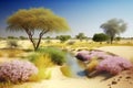 Acacia trees in the Namib Desert, Namibia, Africa