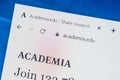 Academia.edu Web Site. Selective focus.