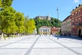 Academia Philarmonic on Congress square and Old castle Ljubljana Slovenia