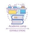 Academic camp concept icon. Knowledge, educational club, community idea thin line illustration. Sharing learning Royalty Free Stock Photo