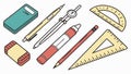 Academic and creative tools, notebooks, paints, and pencils, vector design Generative AI Royalty Free Stock Photo
