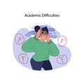 Academic difficulties concept. Flat vector illustration Royalty Free Stock Photo