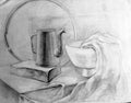 Academic drawing pencil, classic, still life, nature morte Royalty Free Stock Photo