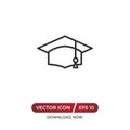 Academic graduation cap icon in modern design style for web site and mobile app.