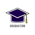 Academic graduation cap vector icon illustration isolated on white background . Colour Graduation Cap icon Royalty Free Stock Photo