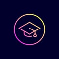 Academic Hat, Graduation Cap icon. Vector illustration in flat line style Royalty Free Stock Photo