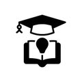 Black solid icon for Academic, cap and graduate Royalty Free Stock Photo