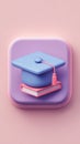 Academic Icon - Graduation Cap on Books, Education Symbol Royalty Free Stock Photo