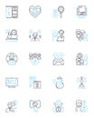 Academic institution linear icons set. Learning, Teaching, Knowledge, Research, Faculty, Students, Education line vector