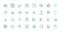 Academic instruction linear icons set. Education, Learning, Instruction, Curriculum, Pedagogy, Classroom, Lecture line