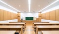 Academic Lecture Hall with Chalkboard and Desks Royalty Free Stock Photo