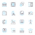 Academic pursuit linear icons set. Learning, Education, Research, Scholarship, Study, Curriculum, Instruction line