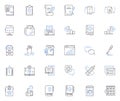 Academic resources line icons collection. Library, Research, Papers, Scholarly, Journals, Databases, Resources vector